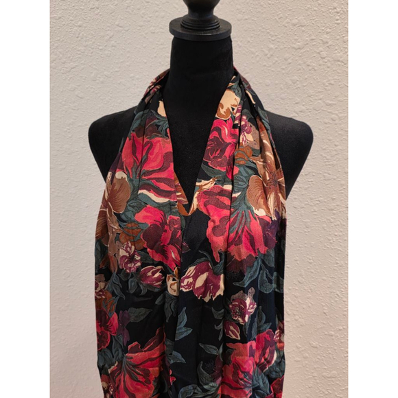 Unbranded Accessories - Women's Unbranded Floral Rayon Scarf One Size Black Red